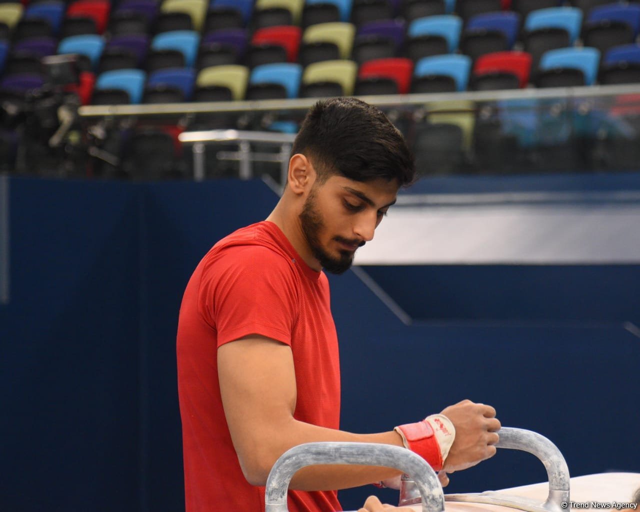 Artistic Gymnastics World Cup athletes hone at Baku's National Gymnastics Arena (PHOTO)