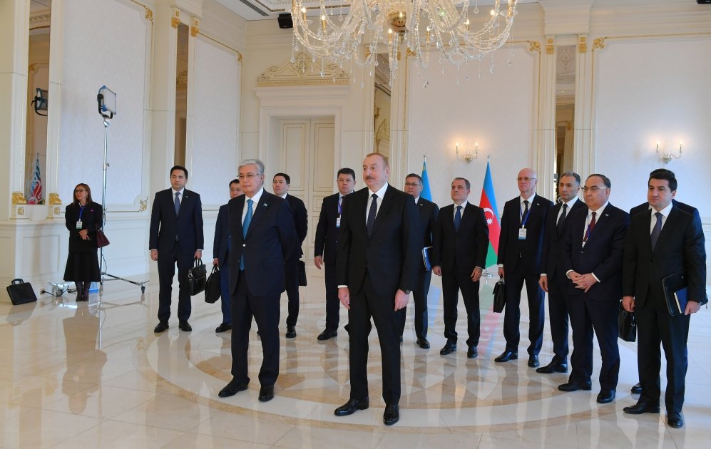 President Ilham Aliyev, and President Kassym-Jomart Tokayev watch ceremony marking arrival of container train from China to Baku (PHOTO/VIDEO)