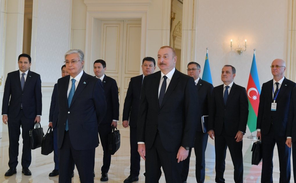 President Ilham Aliyev, and President Kassym-Jomart Tokayev watch ceremony marking arrival of container train from China to Baku (PHOTO/VIDEO)