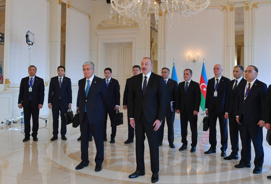 President Ilham Aliyev, and President Kassym-Jomart Tokayev watch ceremony marking arrival of container train from China to Baku (PHOTO/VIDEO)