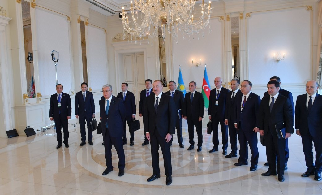 President Ilham Aliyev, and President Kassym-Jomart Tokayev watch ceremony marking arrival of container train from China to Baku (PHOTO/VIDEO)