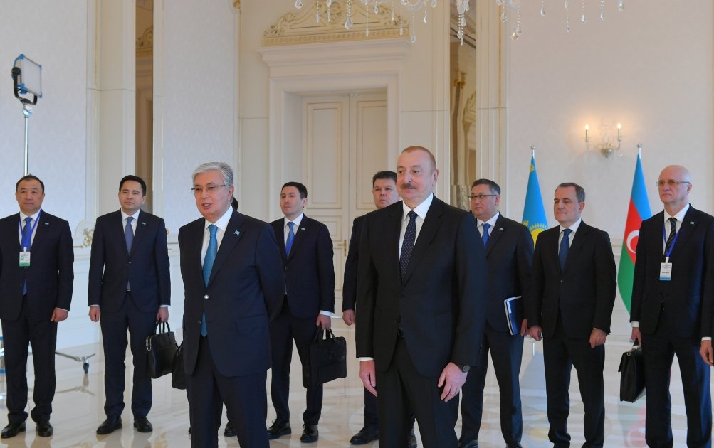 President Ilham Aliyev, and President Kassym-Jomart Tokayev watch ceremony marking arrival of container train from China to Baku (PHOTO/VIDEO)