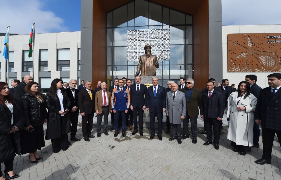 Президент Ильхам Алиев и Президент Касым-Жомарт Токаев приняли участие в церемонии открытия Центра детского творчества имени Курмангазы в Физули (ФОТО/ВИДЕО)