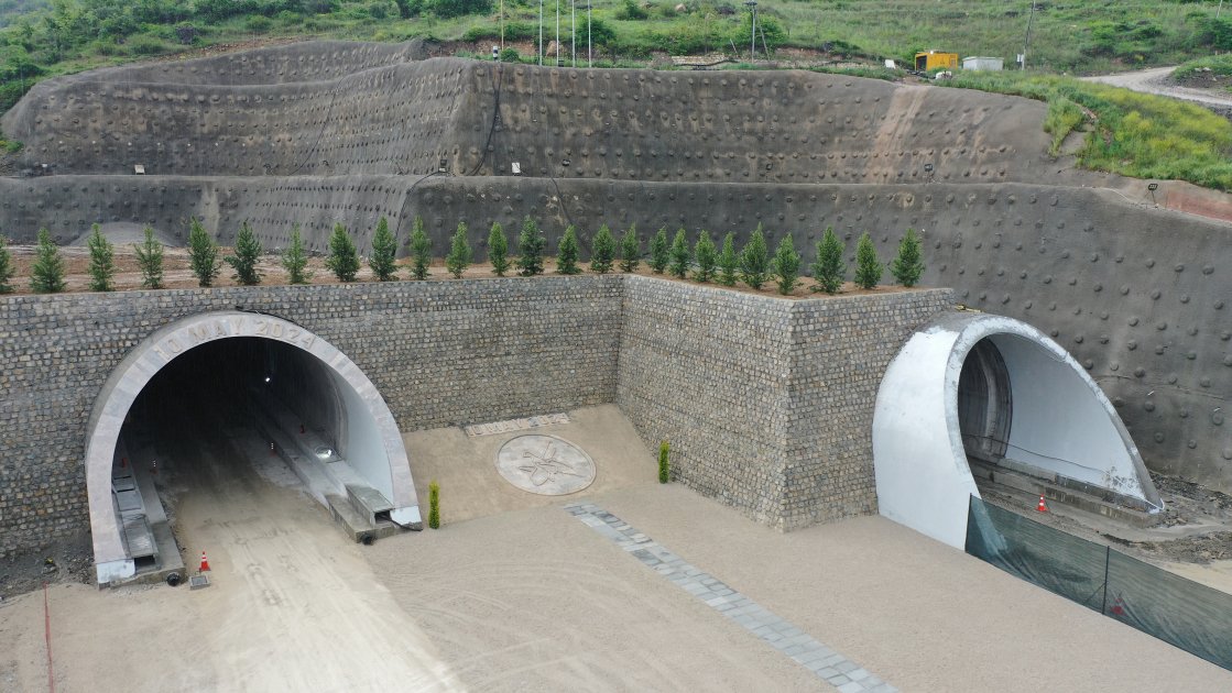President Ilham Aliyev inspects construction progress of Ahmadbayli-Fuzuli-Shusha highway, attends opening of first tunnel (PHOTO/VIDEO)