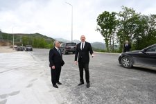 President Ilham Aliyev inspects construction progress of Ahmadbayli-Fuzuli-Shusha highway, attends opening of first tunnel (PHOTO/VIDEO)