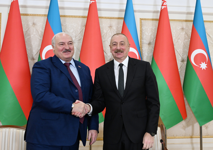 Президент Ильхам Алиев и Президент Александр Лукашенко выступили с заявлениями для прессы (ФОТО/ВИДЕО)