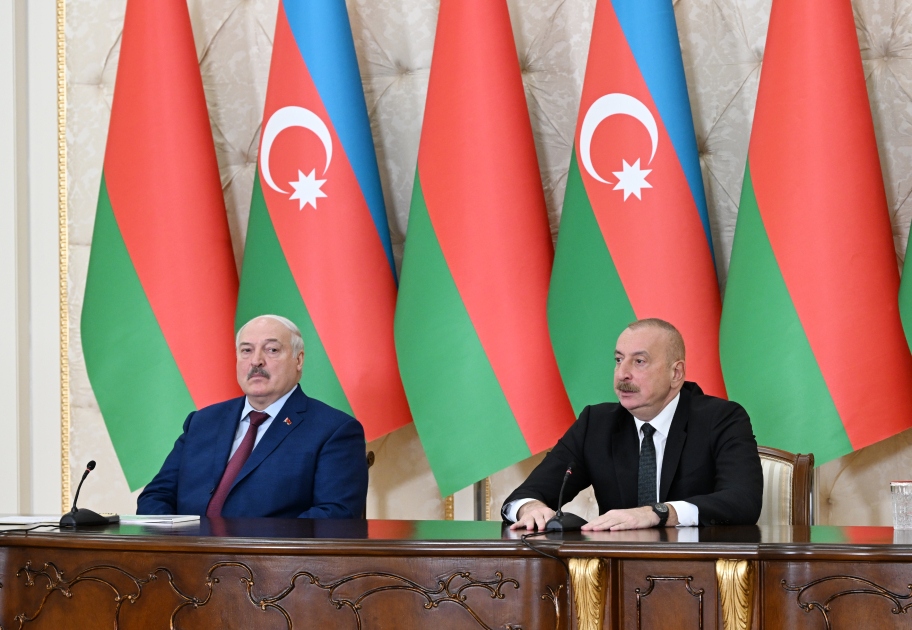 Президент Ильхам Алиев и Президент Александр Лукашенко выступили с заявлениями для прессы (ФОТО/ВИДЕО)