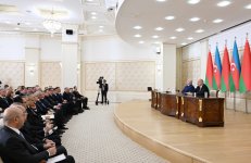Президент Ильхам Алиев и Президент Александр Лукашенко выступили с заявлениями для прессы (ФОТО/ВИДЕО)