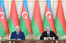 Президент Ильхам Алиев и Президент Александр Лукашенко выступили с заявлениями для прессы (ФОТО/ВИДЕО)