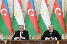 Президент Ильхам Алиев и Президент Эмомали Рахмон выступили с заявлениями для прессы (ФОТО/ВИДЕО)