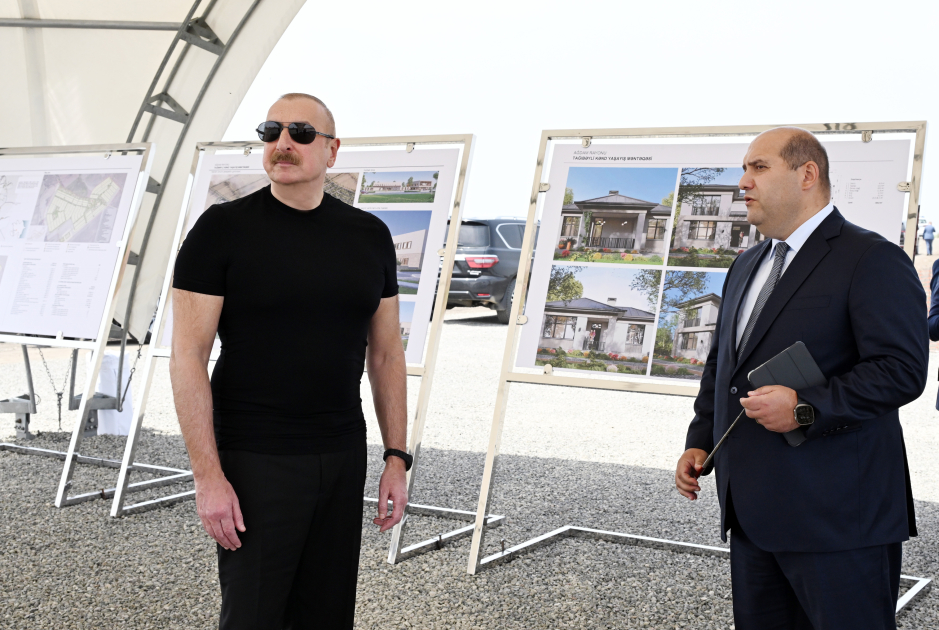 President Ilham Aliyev lays foundation stone for Taghibayli village in Aghdam district (PHOTO/VIDEO)