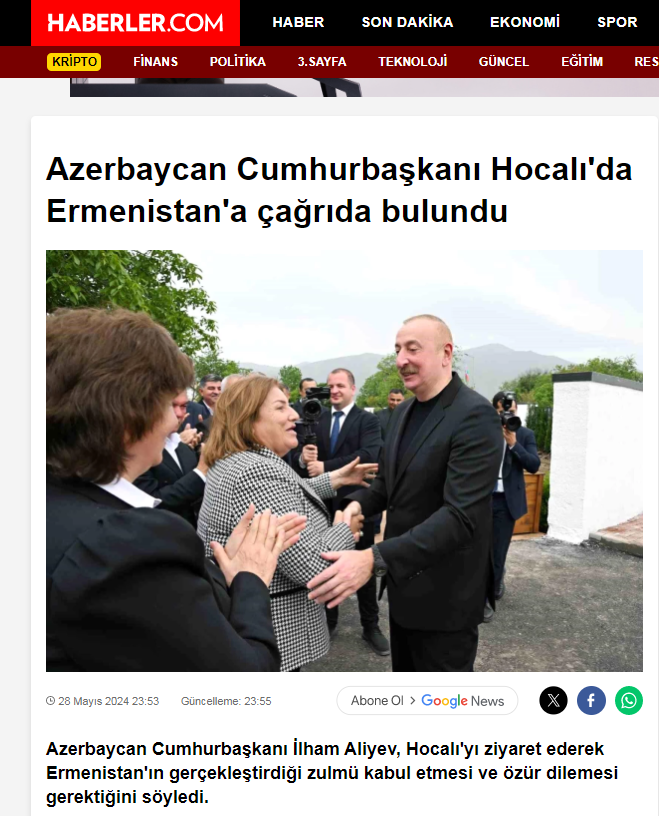 Визит Президента Ильхама Алиева и Первой леди Мехрибан Алиевой в Ходжалы в центре внимания ведущих СМИ Турции (ФОТО)