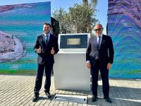 На побережье Каспийского моря состоялась церемония закладки капсулы времени "Caspian Dream Liner" (ФОТО)