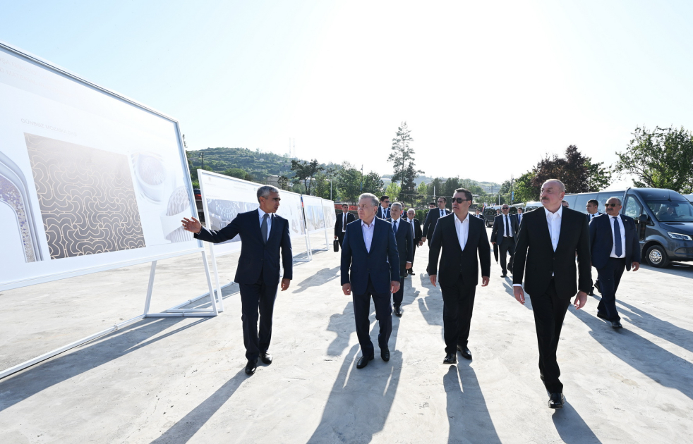 Presidents of Azerbaijan, Uzbekistan, Kyrgyzstan visit first residential complex, Ashaghi Govhar Agha Mosque in Shusha, and tour city (PHOTO/VİDEO)