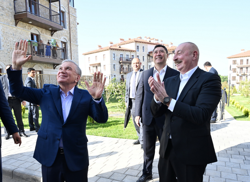 Presidents of Azerbaijan, Uzbekistan, Kyrgyzstan visit first residential complex, Ashaghi Govhar Agha Mosque in Shusha, and tour city (PHOTO/VİDEO)