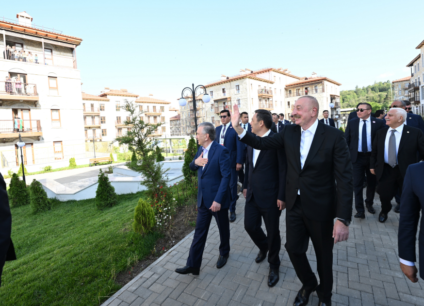 Presidents of Azerbaijan, Uzbekistan, Kyrgyzstan visit first residential complex, Ashaghi Govhar Agha Mosque in Shusha, and tour city (PHOTO/VİDEO)