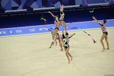Азербайджанские гимнастки выполнили второе упражнение в квалификации группового многоборья на Олимпиаде в Париже (ФОТО)