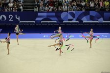 Азербайджанские гимнастки выполнили второе упражнение в квалификации группового многоборья на Олимпиаде в Париже (ФОТО)