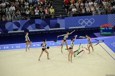 Азербайджанские гимнастки выполнили второе упражнение в квалификации группового многоборья на Олимпиаде в Париже (ФОТО)