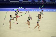 Азербайджанские гимнастки выполнили второе упражнение в квалификации группового многоборья на Олимпиаде в Париже (ФОТО)