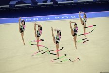 Азербайджанские гимнастки выполнили второе упражнение в квалификации группового многоборья на Олимпиаде в Париже (ФОТО)