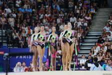 Азербайджанские гимнастки выполнили второе упражнение в квалификации группового многоборья на Олимпиаде в Париже (ФОТО)