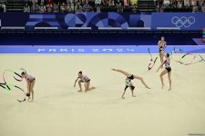 Азербайджанские гимнастки выполнили второе упражнение в квалификации группового многоборья на Олимпиаде в Париже (ФОТО)