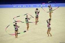 Азербайджанские гимнастки выполнили второе упражнение в квалификации группового многоборья на Олимпиаде в Париже (ФОТО)