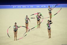 Азербайджанские гимнастки выполнили второе упражнение в квалификации группового многоборья на Олимпиаде в Париже (ФОТО)