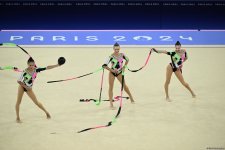 Азербайджанские гимнастки выполнили второе упражнение в квалификации группового многоборья на Олимпиаде в Париже (ФОТО)