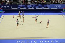 Азербайджанские гимнастки выполнили второе упражнение в квалификации группового многоборья на Олимпиаде в Париже (ФОТО)