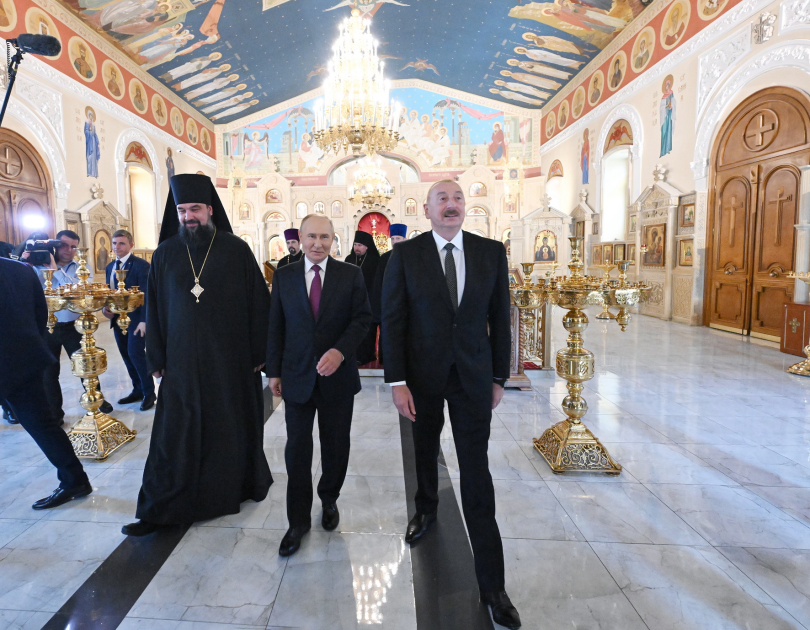 President Ilham Aliyev and President Vladimir Putin visit Holy Myrrhbearers Cathedral in Baku (PHOTO/VIDEO)