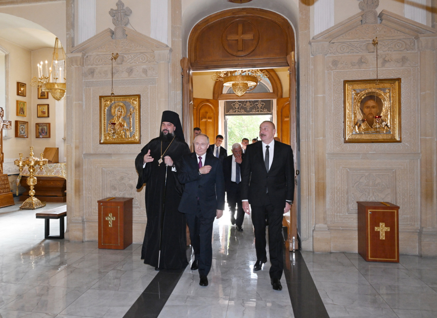 President Ilham Aliyev and President Vladimir Putin visit Holy Myrrhbearers Cathedral in Baku (PHOTO/VIDEO)