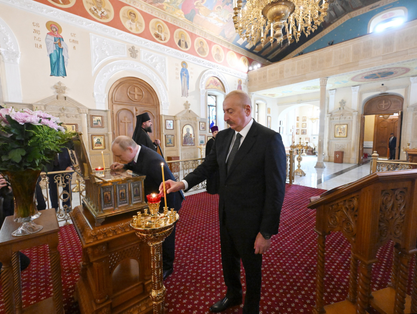 President Ilham Aliyev and President Vladimir Putin visit Holy Myrrhbearers Cathedral in Baku (PHOTO/VIDEO)
