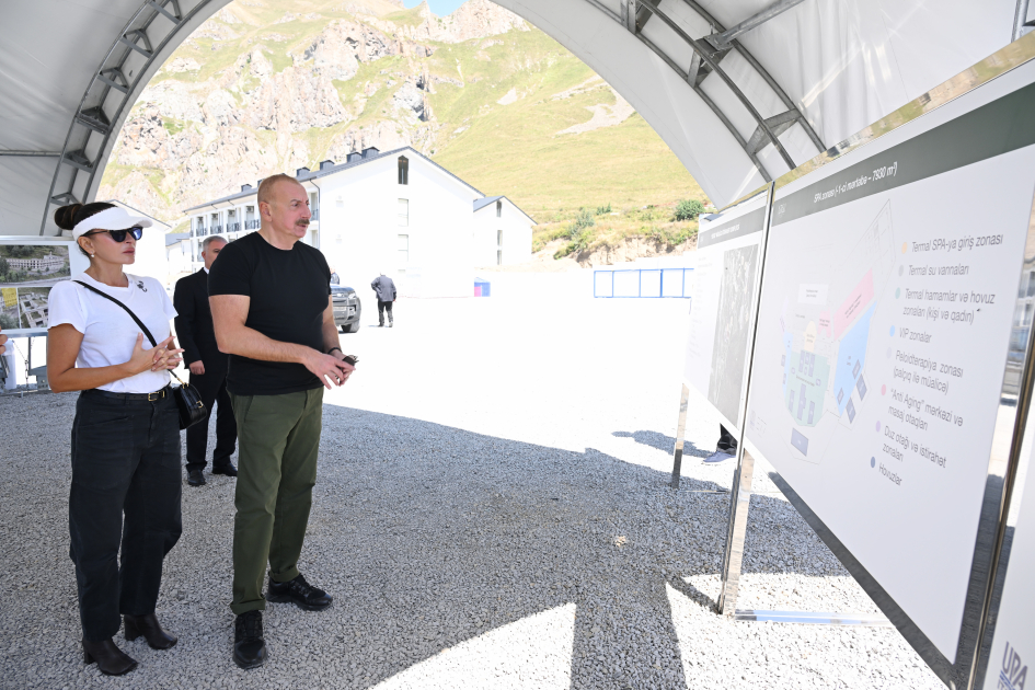 President Ilham Aliyev, First Lady Mehriban Aliyeva inspect construction progress of “Istisu” Treatment and Recreation Complex in Kalbajar  (PHOTO/VIDEO)