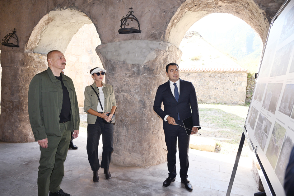 President Ilham Aliyev, First Lady Mehriban Aliyeva visit Khudavang Monastery Complex in Kalbajar (PHOTO/VIDEO)