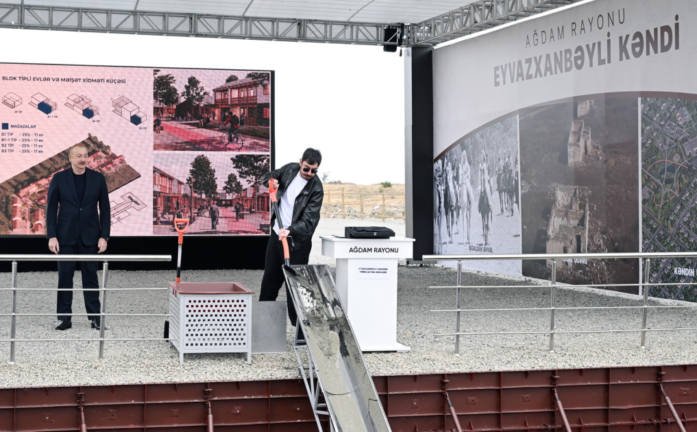 President Ilham Aliyev attends foundation stone laying ceremony for Eyvazkhanbeyli village in Aghdam (PHOTO/VIDEO)