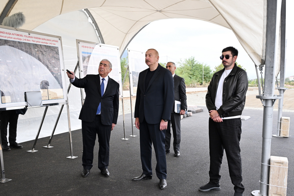 President Ilham Aliyev inspects ongoing work on Aghdam-Asgaran-Khojaly-Khankendi highway (PHOTO/VIDEO)