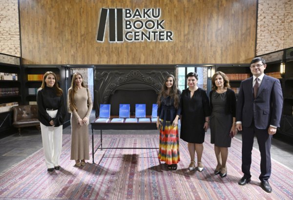 VP of Heydar Aliyev Foundation Leyla Aliyeva and Head of Baku Media Center Arzu Aliyeva attend presentation of manual "A grammar of contemporary Azerbaijani" at Baku Book Center (PHOTO)