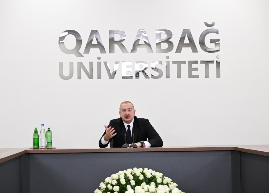 Президент Ильхам Алиев принял участие в открытии после ремонта Карабахского университета (ВИДЕО/ФОТО)