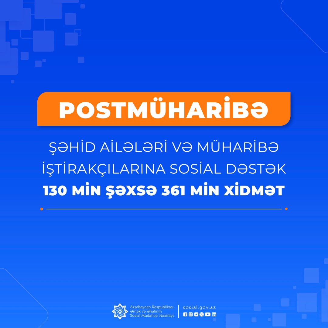 Названы услуги, оказанные в Азербайджане членам семей шехидов и участникам войны в поствоенный период