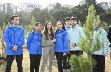 Вице-президент Фонда Гейдара Алиева Лейла Алиева приняла участие в акции по посадке деревьев в Сабунчинском районе города Баку (ФОТО)