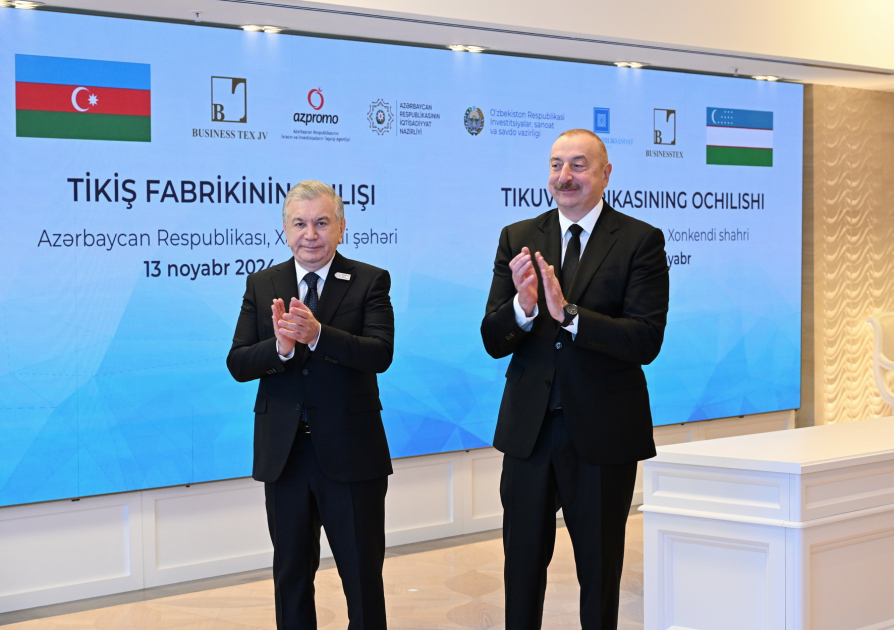 С участием Президента Ильхама Алиева и Президента Шавката Мирзиёева состоялось открытие по видеосвязи швейной фабрики в Ханкенди (ФОТО)