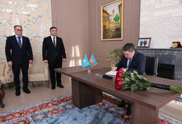 Kazakhstan's PM signs condolence book at Azerbaijani Embassy in Astana