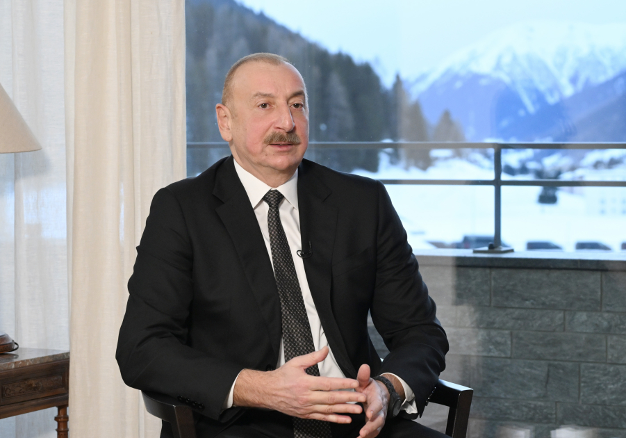Президент Ильхам Алиев дал интервью китайскому телеканалу CGTN в Давосе (ФОТО/ВИДЕО)