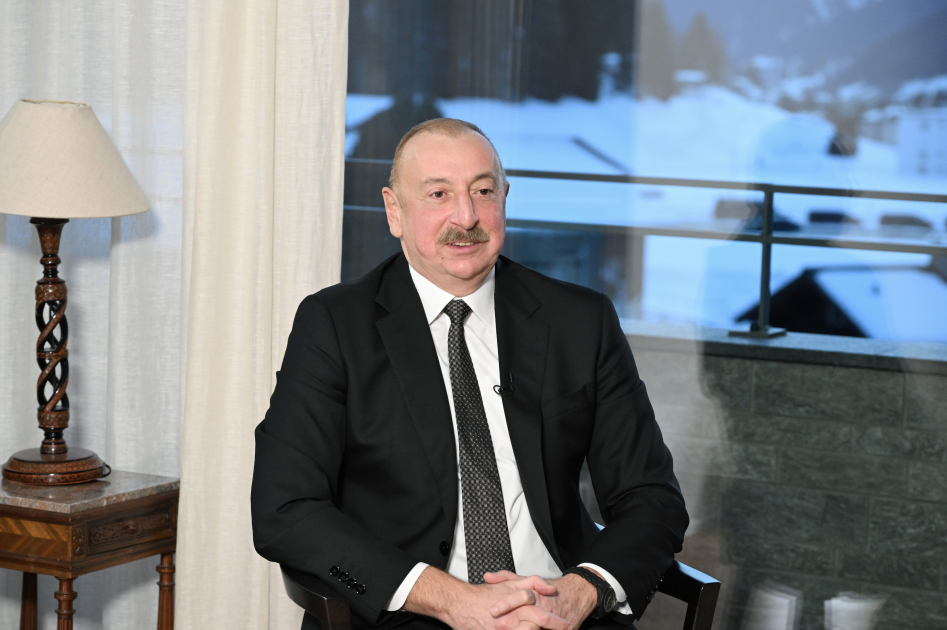 Президент Ильхам Алиев дал интервью китайскому телеканалу CGTN в Давосе (ФОТО/ВИДЕО)