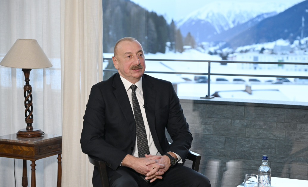 Президент Ильхам Алиев дал интервью китайскому телеканалу CGTN в Давосе (ФОТО/ВИДЕО)