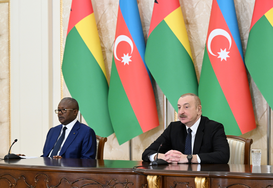 Президент Азербайджана Ильхам Алиев и Президент Гвинеи-Бисау Умару Сисоку Эмбало выступили с заявлениями для прессы (ФОТО/ВИДЕО)
