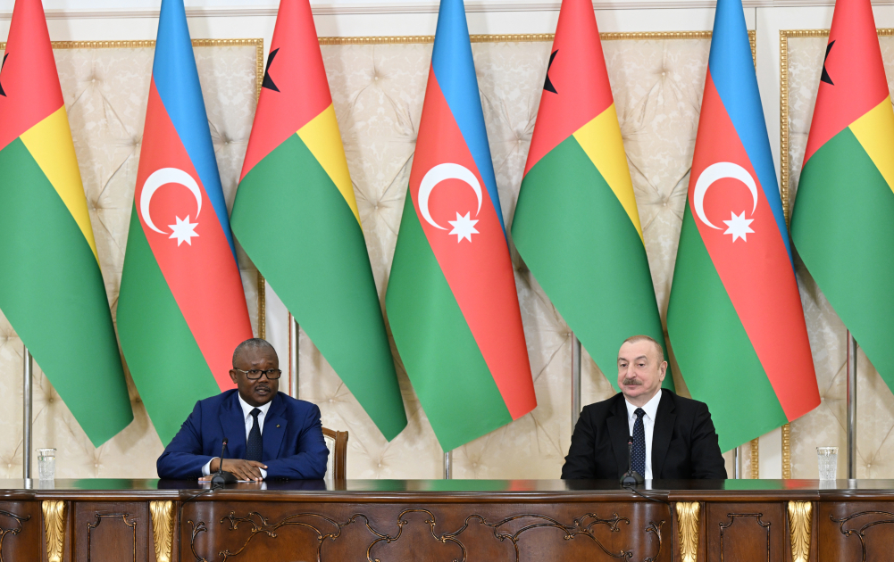 Президент Азербайджана Ильхам Алиев и Президент Гвинеи-Бисау Умару Сисоку Эмбало выступили с заявлениями для прессы (ФОТО/ВИДЕО)