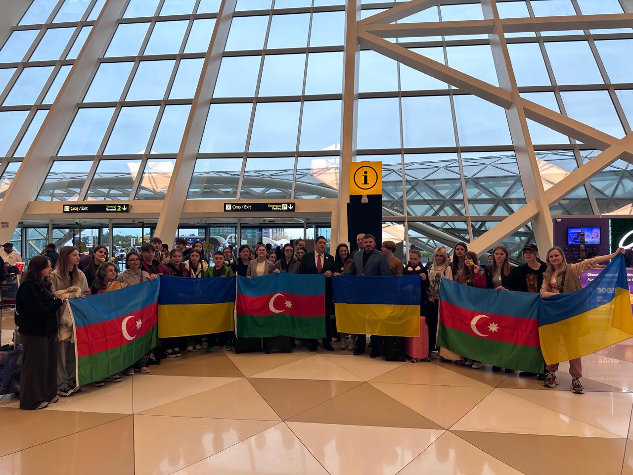 Group of Ukrainian children arrives in Azerbaijan's Baku for rehabilitation program